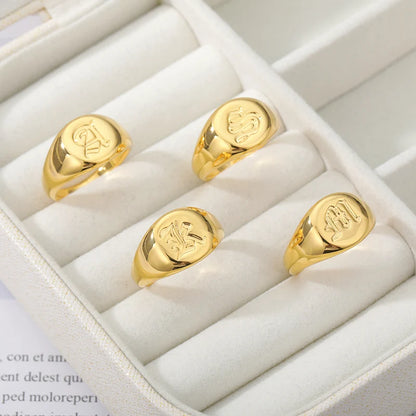 A-Z Letter Initial Rings for Women Goth Chunky Wide Stainless Steel Alphabet Men Ring 2024 Trendy Wedding Couple Jewelry anillos