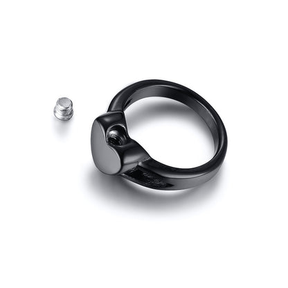 Love titanium steel heart-shaped urn casting ring that can be opened for women's pet rings in gold