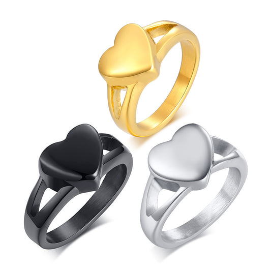 Love titanium steel heart-shaped urn casting ring that can be opened for women's pet rings in gold